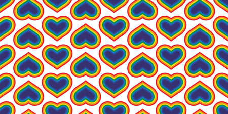heart seamless pattern LGBT vector valentine rainbow Pride cartoon doodle repeat wallpaper tile background scarf isolated illustration designのイラスト素材
