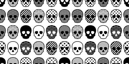 skull Halloween seamless pattern vector diamond checked polka dot star heart japan wave crossbone ghost pirate icon repeat wallpaper tile background cartoon doodle scarf isolated illustration designのイラスト素材
