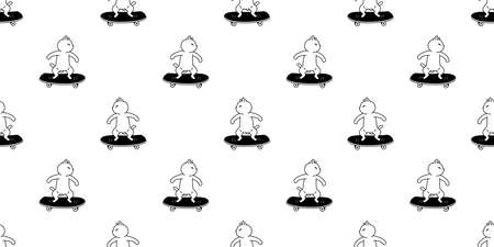cat seamless pattern kitten skateboard surfboard calico vector sport pet breed cartoon scarf isolated gift wrapping paper repeat background animal doodle tile wallpaper illustration designのイラスト素材