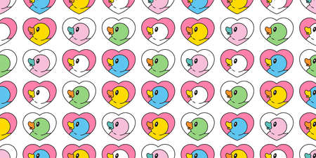 duck seamless pattern rubber duck heart valentine bathroom shower toy chicken bird vector pet scarf...