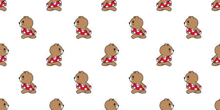 bear seamless pattern polar vector swimming ring pool beach sea teddy cartoon tile background  repeat wallpaper doodle illustration scarf isolated animal designのイラスト素材