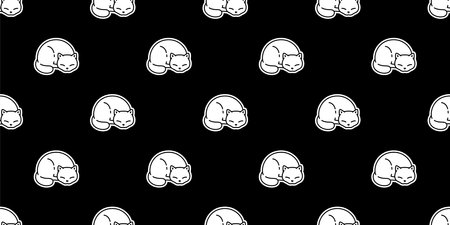 cat seamless pattern kitten vector calico sleeping breed neko cartoon character pet tile background repeat wallpaper animal doodle illustration design scarf isolatedのイラスト素材