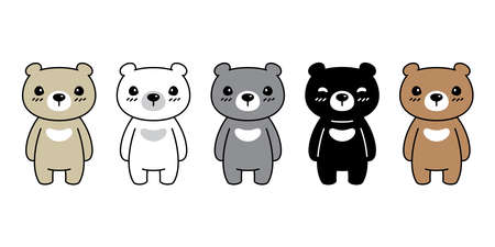Bear vector polar bear icon teddy logo cartoon character symbol doodle animal pet illustration design isolatedのイラスト素材