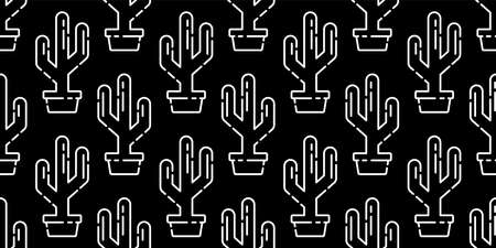 cactus seamless pattern vector Desert botanica flower garden plant cartoon tile background repeat wallpaper doodle illustration design black scarf isolatedのイラスト素材