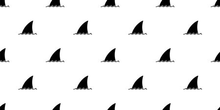 shark fin seamless pattern vector dolphin fish whale repeat wallpaper tile background animal cartoon illustration sea ocean doodle design scarf isolatedのイラスト素材