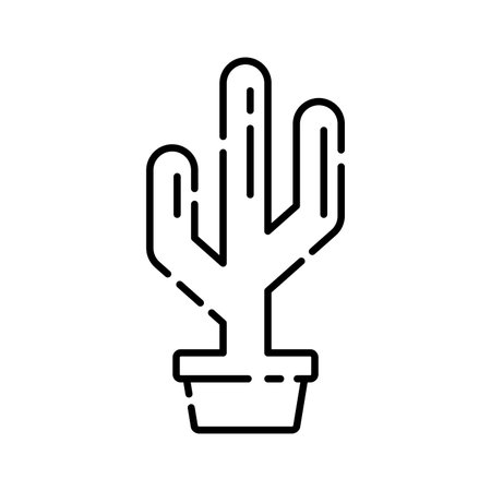 cactus icon vector  neon symbol desert flower botanica plant garden summer illustration doodleのイラスト素材