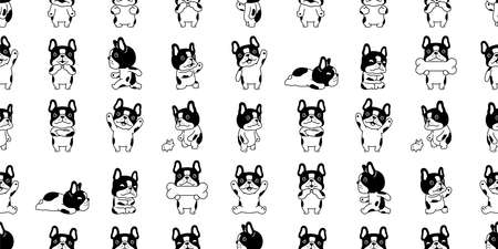 dog seamless pattern french bulldog vector puppy pet breed cartoon tile background repeat wallpaper isolated doodle design illustrationのイラスト素材