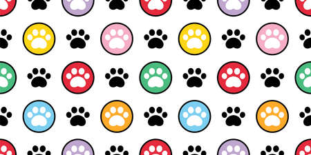 dog paw seamless pattern footprint polka dot cat french bulldog icon vector puppy kitten cartoon scarf isolated doodle repeat wallpaper tile background illustration designのイラスト素材