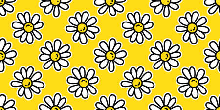 daisy flower seamless pattern plant vector leaves garden forest tile background repeat wallpaper...