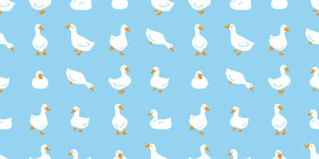 duck seamless pattern goose bird rubber duck shower bathroom swimming pool bird chicken vector cartoon pet scarf isolated animal tile wallpaper repeat background doodle illustratioのイラスト素材