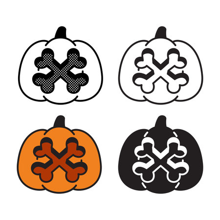 pumpkin Halloween icon crossbones skull vector symbol cartoon character pirate spooky ghost illustration doodle design clip artのイラスト素材