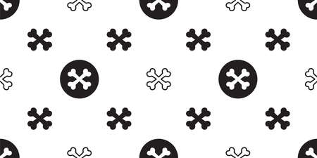 crossbones seamless pattern dog bone vector pirate footprint french bulldog puppy pet cartoon...