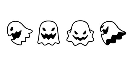 Ghost seamless pattern spooky Halloween vector scarf isolated tile background repeat wallpaper devil evil cartoon gift wrapping paper illustration doodle designのイラスト素材