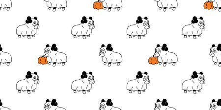 dog seamless pattern french bulldog Halloween spooky pumpkin puppy cartoon vector pet tile background gift wrapping paper scarf isolated repeat wallpaper doodle character illustratのイラスト素材