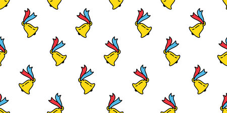 Christmas Bell seamless pattern Santa claus vector ribbon ring bell gift wrapping paper scarf isolated repeat wallpaper cartoon tile background illustration doodle designのイラスト素材