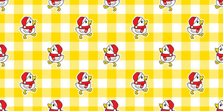 duck seamless pattern christmas santa claus hat bird walking tartan plaid checked goose shower bathroom bird chicken vector cartoon pet scarf isolated animal tile wallpaper repeatのイラスト素材
