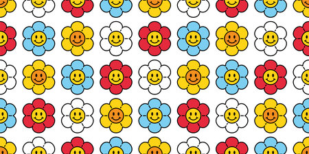 flower seamless pattern daisy vector  doodle illustration designのイラスト素材
