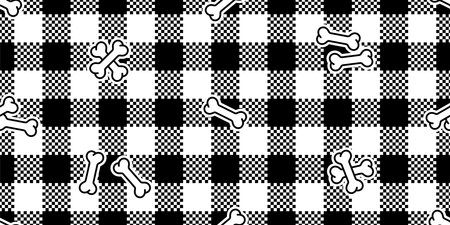 dog bone seamless pattern checked race flag tartan plaidのイラスト素材