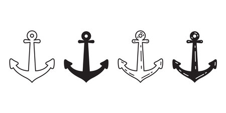 Anchor icon vector logo boat helm symbol pirate Nautical maritime simple illustration graphic doodle...