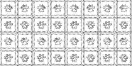 dog footprint seamless rope pattern pet paw cat french bulldog vector cartoon scarf isolated repeat wallpaper tile background doodle illustration designのイラスト素材