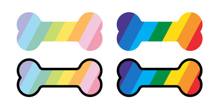 dog bone icon vector logo rainbow lgbtq pride month cmyk rgb symbol cartoon character illustration doodle clip art designのイラスト素材