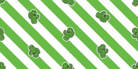 cactus seamless pattern cartoon striped vector Desert botanica flower garden plant wrapping paper tile background repeat wallpaper doodle illustration design scarf isolatedのイラスト素材