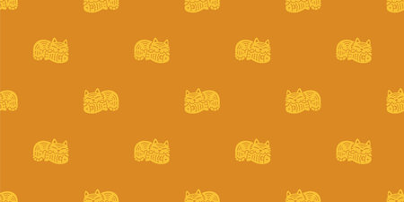cat seamless pattern kitten eating fish taiyaki japan food vector calico neko cartoon character breed pet gift wrapping paper tile background repeat wallpaper animal doodle illustrのイラスト素材