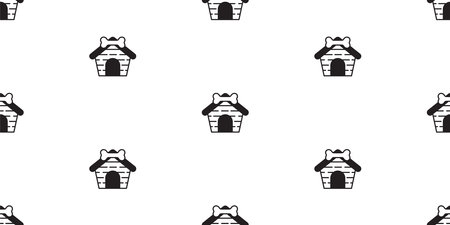 dog house seamless pattern puppy bone french bulldog vector footprint paw pet breed character cartoon repeat wallpaper isolated tile background gift wrapping paper doodle illustratのイラスト素材
