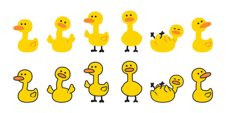 duck vector icon cartoon yellow rubber duck  shower bathroom bird chicken character symbol doodle isolated illustration designのイラスト素材