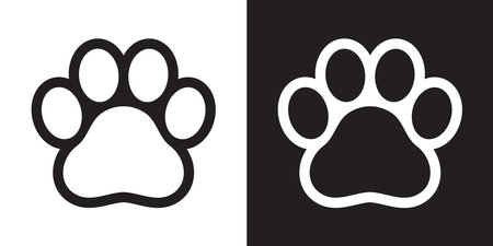 dog paw icon footprint vector cartoon  symbol cat kitten pet cartoon character french bulldog illustration doodle clip art designのイラスト素材
