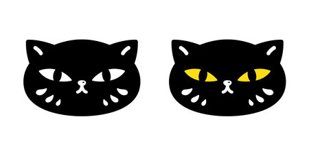 cat vector black kitten face head icon calico neko pet breed doodle cartoon character symbol stamp tattoo scarf illustration isolated designのイラスト素材