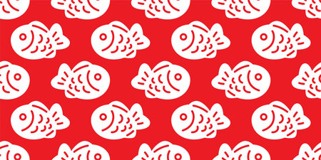 fish Taiyaki Seamless pattern japanese food bakery snack doodle cartoon vector tuna shark salmon dolphin icon ocean sea gift wrapping paper repeat wallpaper tile background scarf iのイラスト素材