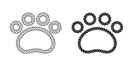 bear paw icon polar dog cat footprint rope vector pet kitten puppy cartoon character logo symbol french bulldog illustration doodle clip art designのイラスト素材