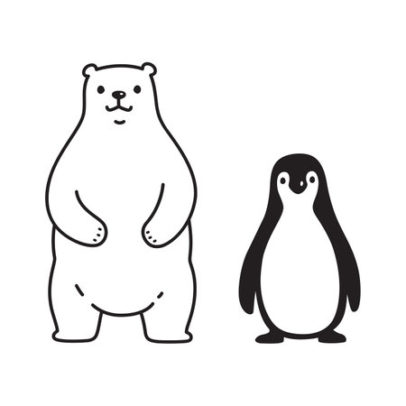 bear polar penguin vector cartoon character icon doodle teddy bird logo illustrationのイラスト素材