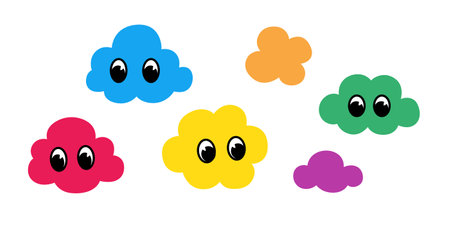 cloud icon cartoon character doodle vector colorful pastel isolated illustration designのイラスト素材