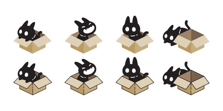 cat vector icon paper box kitten calico neko pet cartoon character illustration symbol isolated design clip artのイラスト素材