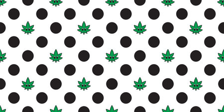 Weed seamless pattern cannabis leaves eye cartoon Marijuana leaf vector plant flower gift wrapping paper polka dot tile background scarf isolated repeat wallpaper illustration desiのイラスト素材