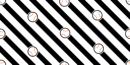 baseball seamless pattern ball striped vector sport doodle softball cartoon gift wrapping paper scarf isolated repeat wallpaper tile background illustration designのイラスト素材