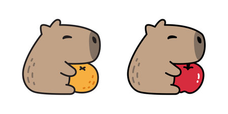 capybara icon vector orange apple fruit pet cartoon character symbol illustration clip art isolated designのイラスト素材