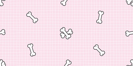 Dog bone seamless pattern checked tartan plaid doodle pink line vector cartoon gift wrapping paper tile background repeat wallpaper illustration scarf isolated designのイラスト素材