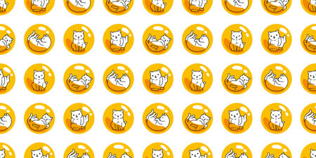 cat seamless pattern kitten soap bubble marble calico neko ball pet cartoon vector doodle gift wrapping paper tile background repeat wallpaper scarf isolated illustration designのイラスト素材