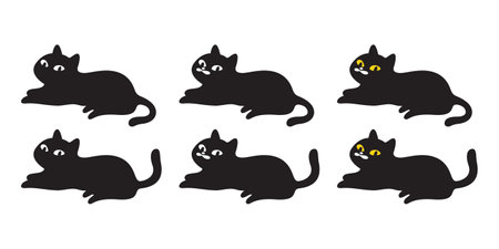 cat vector black kitten moustache calico neko icon pet cartoon character munchkin illustration symbol clip art isolatedのイラスト素材