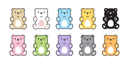 Bear polar icon teddy doll vector sitting pet cartoon character logo symbol illustration clip art isolated designのイラスト素材