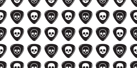 skull seamless pattern Halloween guitar pick bass ukulele music vector cartoon skeleton doodle scarf isolated gift wrapping paper tile background repeat wallpaper illustration desiのイラスト素材