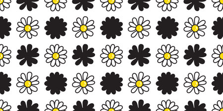 daisy seamless pattern flower cartoon vector gift wrapping paper tile background repeat wallpaper illustration doodle isolated designのイラスト素材