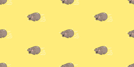 pygmy hippo seamless pattern baby Hippo vector running hippopotamuses zoo pet animal cartoon character doodle tile background gift wrapping paper repeat wallpaper scarf isolated ilのイラスト素材