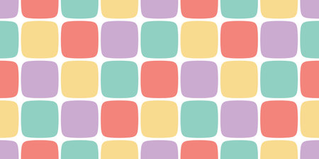 checked seamless pattern pastel color vector cartoon doodle gift wrapping paper tile background repeat wallpaper scarf isolated illustration designのイラスト素材