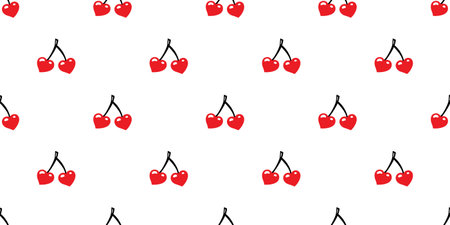 cherry heart  pattern fruit icon valentine symbol vector cartoon doodle tile background gift...