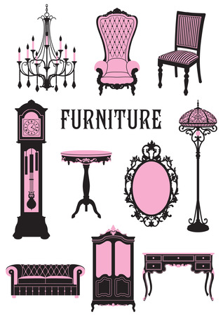A two-tone silhouette of furnitureのイラスト素材