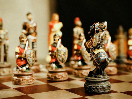 A brave knight never give up (Chess Game)の写真素材